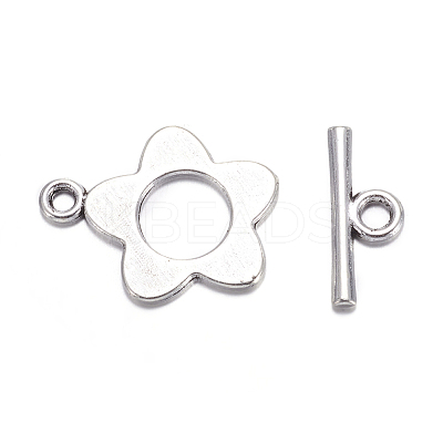 Flower Tibetan Style Alloy Toggle Clasps LS-A0977Y-1