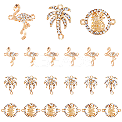 60Pcs 3 Styles Summer Theme Alloy Crystal Rhinestone Connector Charms ALRI-DC0001-02-1
