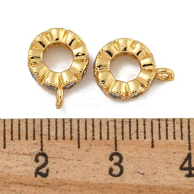Rack Plating Brass Micro Pave Clear Cubic Zirconia Charms KK-U030-01G-1