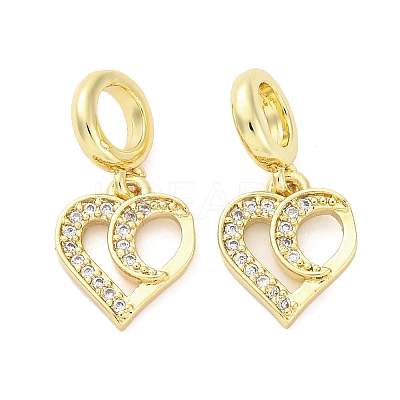 Brass Micro Pave Cubic Zirconia European Dangle Charms KK-D325-19G-01-1