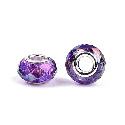 Baking Paint Transparent Glass European Beads GPDL-N004-C14mm-A05-1