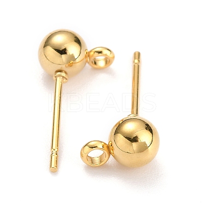 304 Stainless Steel Ball Post Stud Earring Findings LS-STAS-Z035-01G-B-1
