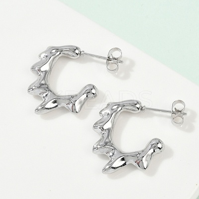 Non-Tarnish 304 Stainless Steel Melting Dripping Stud Earrings LS-EJEW-E199-08P-1