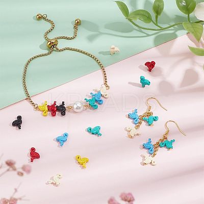48Pcs 6 Colors Spray Painted Alloy Beads FIND-PH0021-53-1