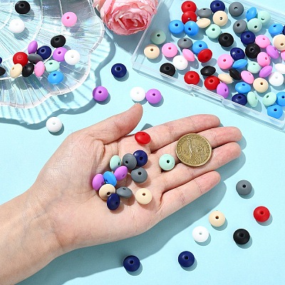 100Pcs 10 Colors Food Grade Eco-Friendly Silicone Beads SIL-YW0001-84-1