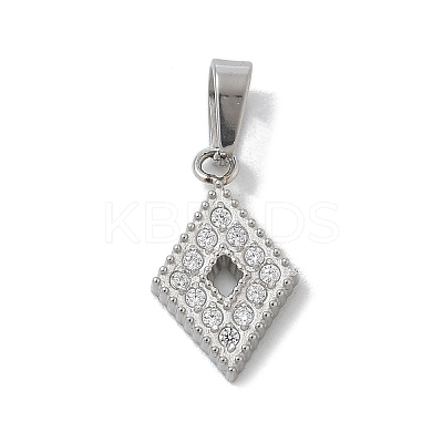 Ion Plating(IP) 304 Stainless Steel Micro Pave Cubic Zirconia Pendants STAS-Z107-06P-07-1