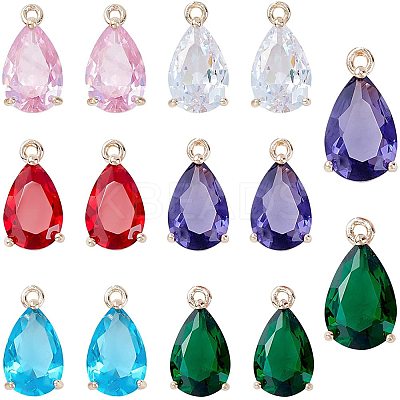 24Pcs 6 Colors Transparent Glass Charms GLAA-PH0001-28-1