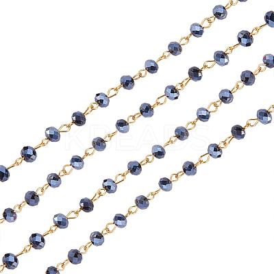 Handmade Rondelle Glass Beads Chains for Necklaces Bracelets Making AJEW-JB00037-03-1