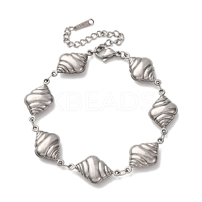 304 Stainless Steel Spiral Shell Shape Link Bracelets for Women BJEW-L706-04P-1