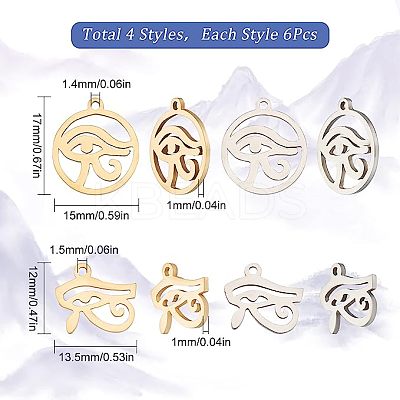 24Pcs 2 Style 201 Stainless Steel Pendants STAS-SC0003-58-1