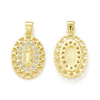 Rack Plating Eco-Friendly Brass Micro Pave Clear Cubic Zirconia Pendants KK-C011-02G-1