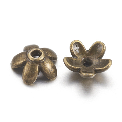 Tibetan Style  Zinc Alloy Bead Caps X-TIBEB-6.5x3-AB-FF-1