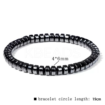 Synthetic Non-magnetic Hematite Beads Stretch Bracelets for Men RL7655-3-1