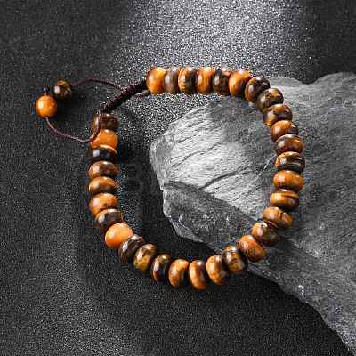 Adjustable Natural Tiger Eye Braided Bead Bracelets BJEW-F369-A06-1