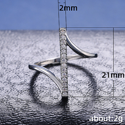 Brass Micro Pave Clear Cubic Zirconia Finger Rings for Women WG82572-03-1