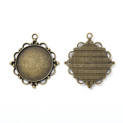 Vintage Tibetan Style Alloy Pendant Cabochon Settings TIBEP-M018-92AB-NF-1