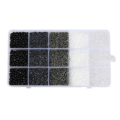 DIY 15 Grids ABS Plastic & Glass Seed Beads Jewelry Making Finding Beads Kits DIY-G119-02A-1
