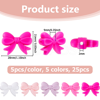25Pcs 5 Colors Silicone Beads SIL-HS0001-13A-1