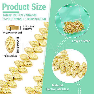 130Pcs 2 Strands Electroplate Glass Beads Strands EGLA-TA0013-56A-1