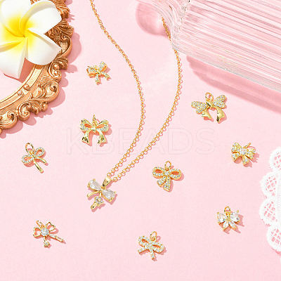 10Pcs 10 Styles Brass Micro Pave Cubic Zirconia Charms KK-CJ0003-75-1