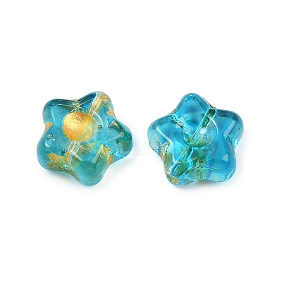 Electroplate and Golden Metal Enlaced Glass Beads EGLA-T029-02D-1