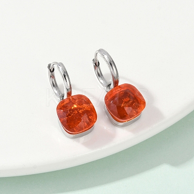 304 Stainless Steel Glass Hoop Earrings EJEW-Z089-30P-1