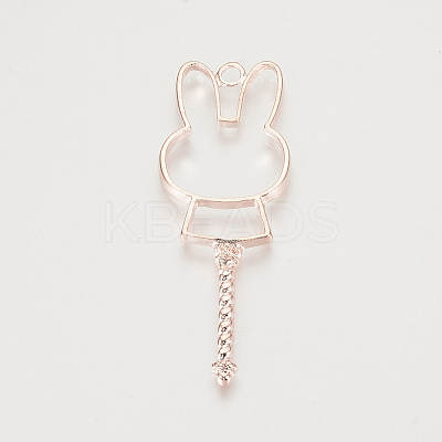 Alloy Bunny Open Back Bezel Pendants TIBE-S308-08RG-1