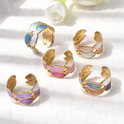 304 Stainless Steel Enamel Open Cuff Rings RJEW-L335-02A-G-1