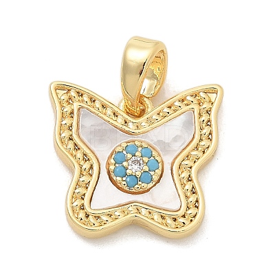 Brass Micro Pave Cubic Zirconia Pendents KK-M303-01G-07-1