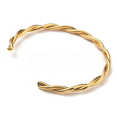 Ion Plating(IP) 304 Stainless Steel Twisted Rope Cuff Bangles LS-BJEW-P296-01G-1