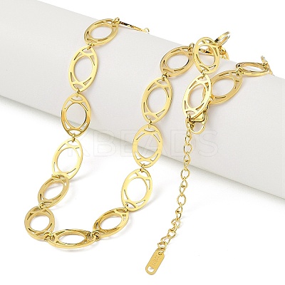 Ion Plating(IP) 304 Stainless Steel Oval Link Chain Necklaces for Women NJEW-K276-04A-G-1