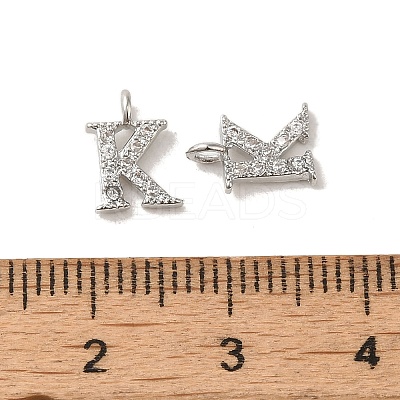 Initial Letter Brass Micro Pave Cubic Zirconia Pendants ZIRC-F008-K-1
