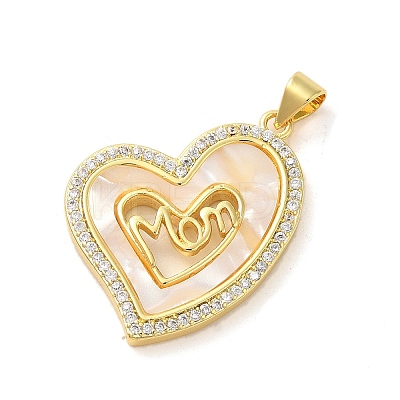 Mother's Day Brass Micro Pave Clear Cubic Zirconia Pendants FIND-Z041-21B-1