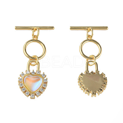 Brass Micro Pave Clear Cubic Zirconia Toggle Clasps KK-N233-246-1