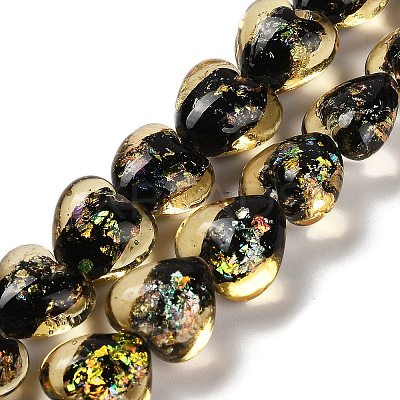 Handmade Dichroic Foil Glass Beads Strands DICH-U001-03C-1