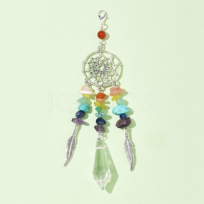 Chakra Natural & Synthetic Gemstone Chips & Alloy Pendant Decorations HJEW-FS00024-1