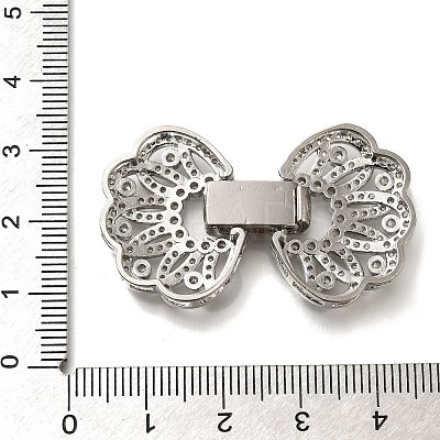 Rack Plating Flower Brass Micro Pave Clear Cubic Zirconia Fold Over Clasps KK-H512-06P-1