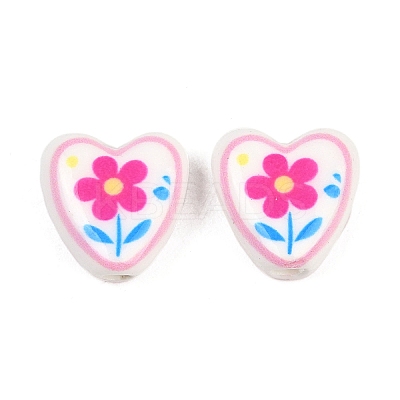 Floral Printed Porcelain Beads PORC-A033-01E-1