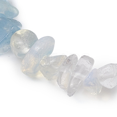 Natural Aquamarine Chips Beaded Stretch Bracelets for Women BJEW-TA00557-04-1