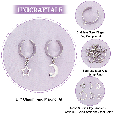 DIY Charms Cuff Ring Making Kit DIY-UN0004-86-1