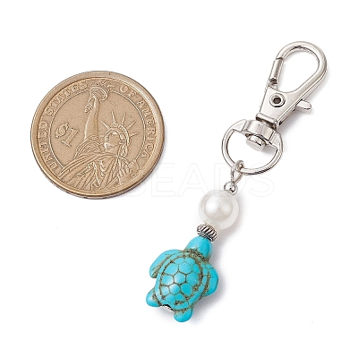 Sea Turtle Synthetic Howlite & Turquoise Pendant Decorations HJEW-JM02381-1