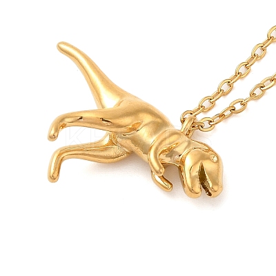 Dinosaur Brass Pendant Necklaces NJEW-B114-01G-03-1
