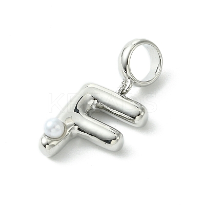 Rack Plating Brass with ABS Plastic Pearl European Dangle Charms KK-G501-02F-P-1