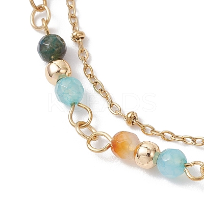 Natural Agate Round Beads Multi-strand Bracelets BJEW-JB12468-02-1