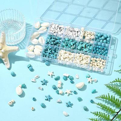 192Pcs 6 Styles Synthetic Turquoise Beads TURQ-FS0001-07-1