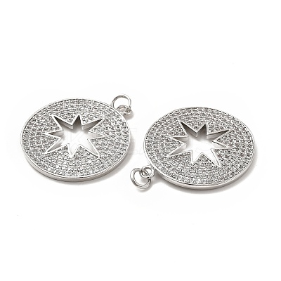 Brass Micro Pave Cubic Zirconia Pendants KK-E068-VB430-1