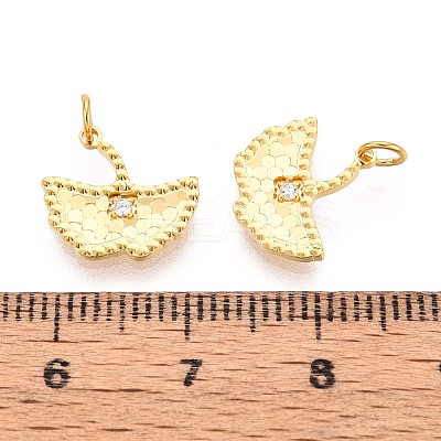 925 Sterling Silver Micro Pave Clear Cubic Zirconia Textured Leaf Charms STER-T008-52G-1