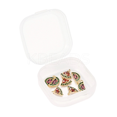 8Pcs Brass Micro Pave Colorful Cubic Zirconia Charms KK-LS0001-40-1