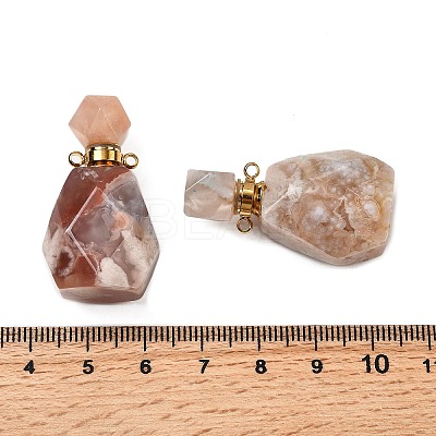 Natural Cherry Blossom Agate Perfume Bottle Pendants G-B149-02G-05-1