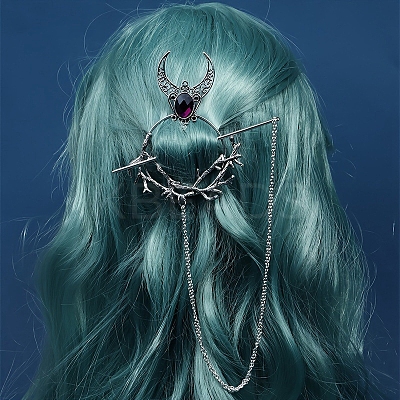 Gothic Witch Theme Branch Alloy Rhinestone Hair Cuff Pin PW-WG49D80-03-1